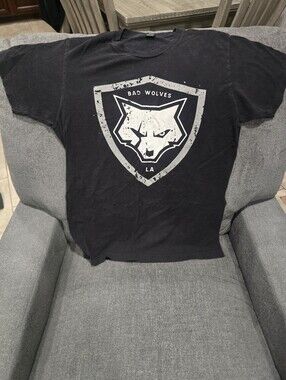 Source Unknown Black Kids Tee with White Wolf Crest